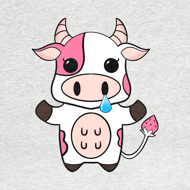 Strawberry cow cartoon design by Cuteful